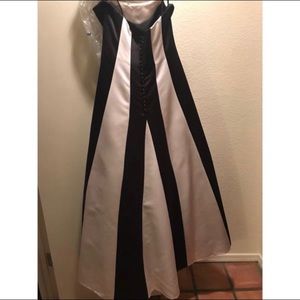 A Line Prom Ball Gown Black and White UNIQUE